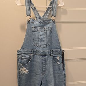 American Eagle Outfitters Light Blue Denim Overalls